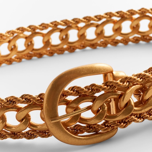 gold chain belt zara